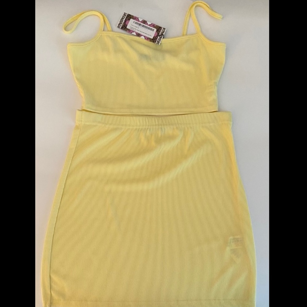 Yellow 2 piece skirt set